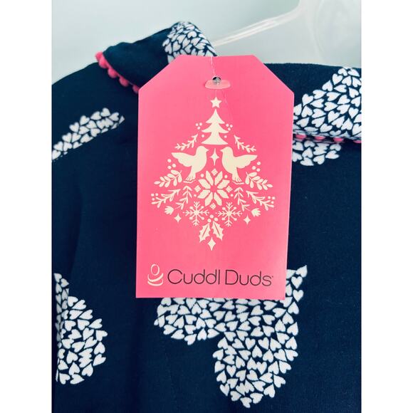 Cuddl Duds Pajama Set NWT Blue and White Hearts Medium - Picture 7 of 10